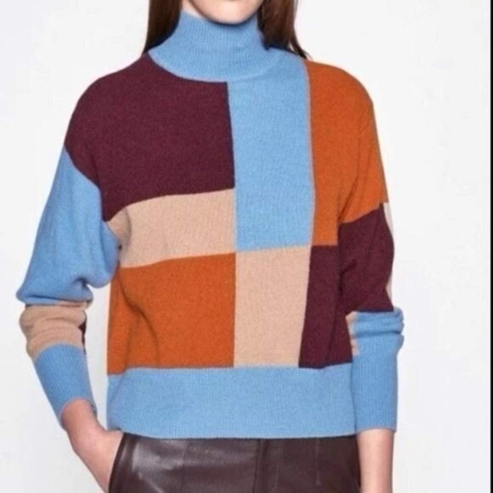 Equipment Voulaise Womens Amphora Multi Colorblock Turtleneck Sweater. Sz XS‎